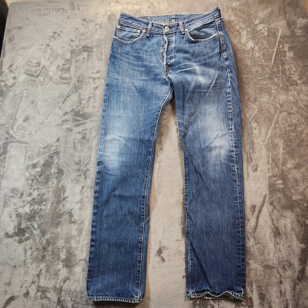 Levis 501 Jeans Mens 33x34 Blue Button Fly Original Straight Leg Denim